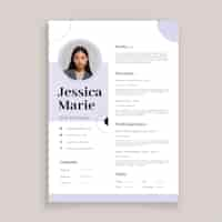 Vector gratuito plantilla de cv minimalista con foto