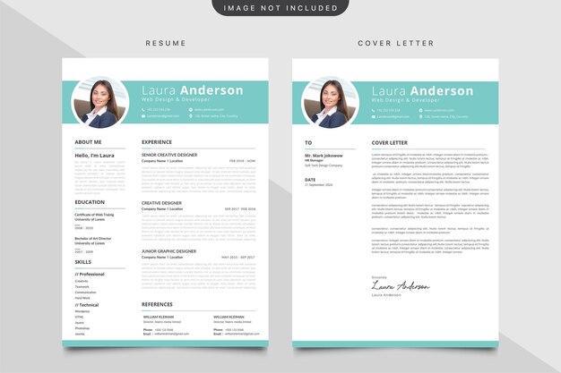 Plantilla de CV minimalista con plantilla de carta de presentación