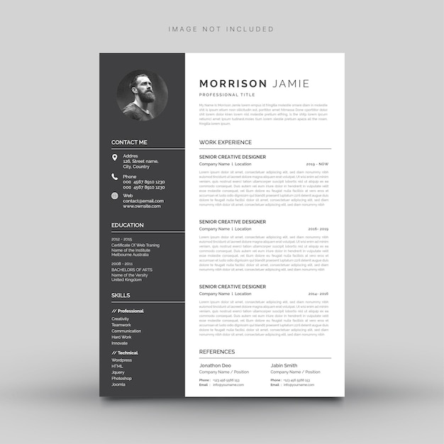 Vector gratuito plantilla cv minimalista