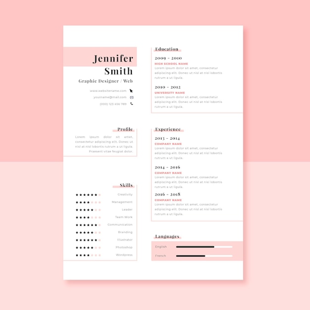 Vector gratuito plantilla cv minimalista