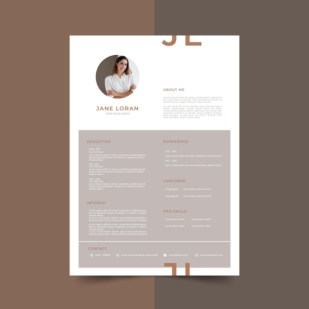 Vector gratuito plantilla cv minimalista