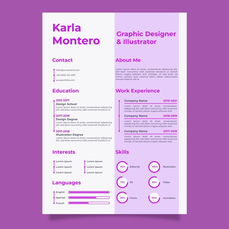Vector gratuito plantilla de cv minimalista
