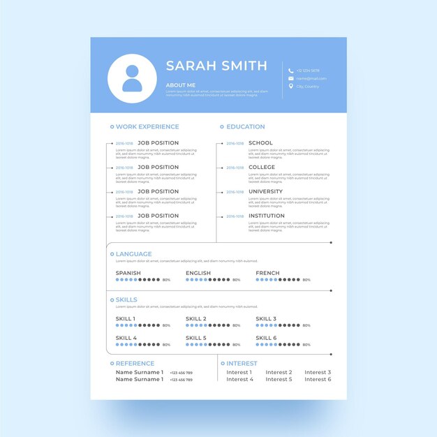 Vector gratuito plantilla cv minimalista