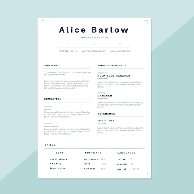 plantilla de CV minimalista