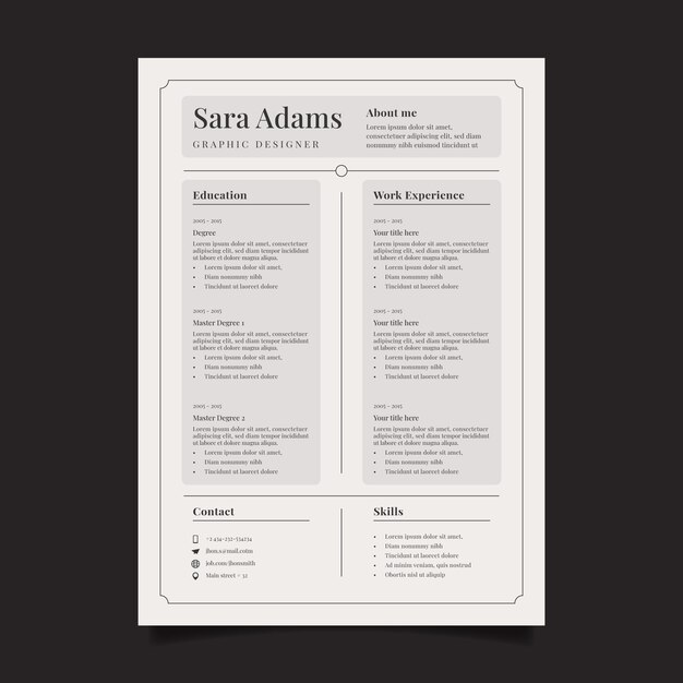 Plantilla de cv retro minimalista de diseño plano
