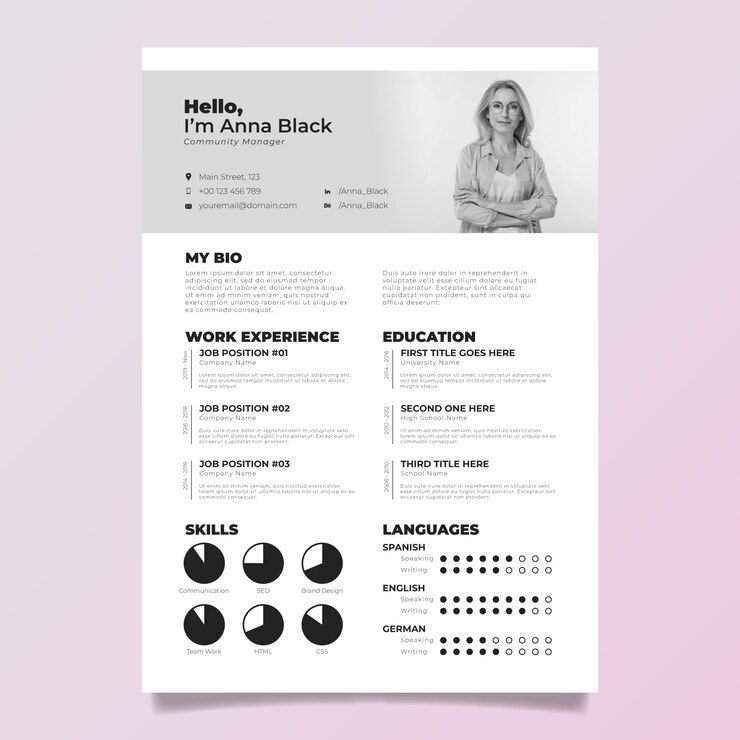 Vector gratuito plantilla de cv retro minimalista de diseño plano