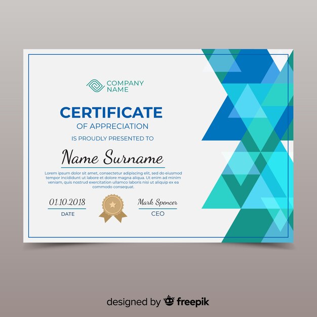 Plantilla decorativa de certificado