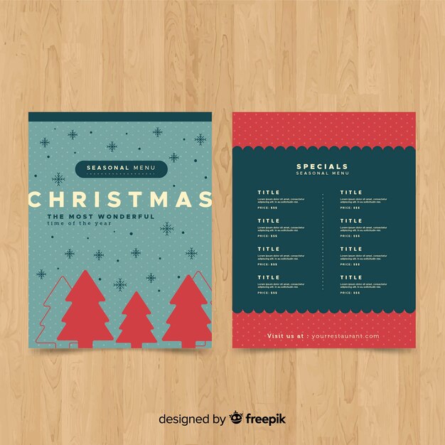 Plantilla decorativa de menú de navidad