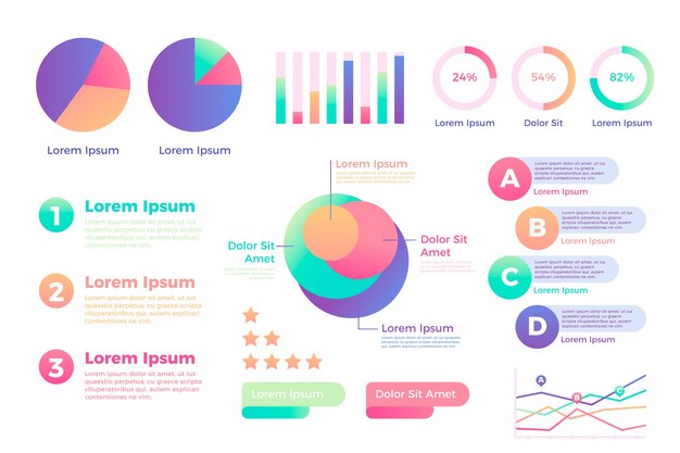 Plantilla de degradado para infografía con colores