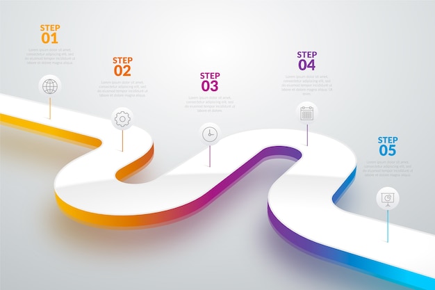 Plantilla de degradado línea de tiempo infografía