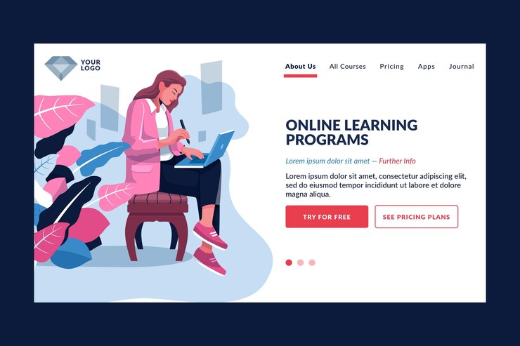Vector gratuito plantilla detallada de página de destino de aprendizaje en línea