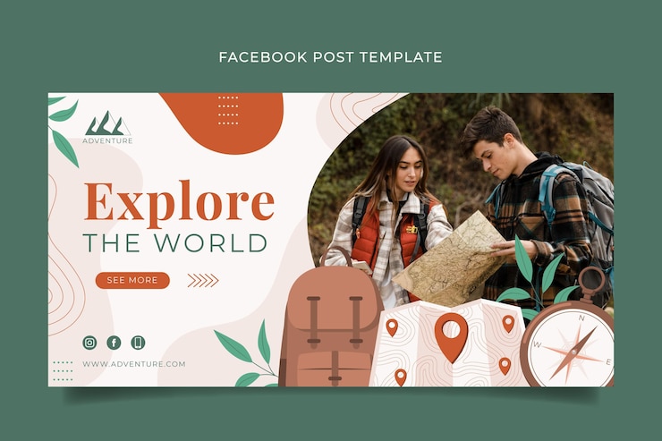 Vector gratuito plantilla detallada de publicación de redes sociales de aventuras