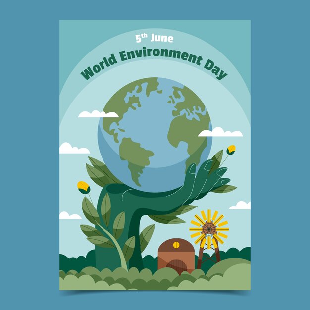 Plantilla del día mundial del medio ambiente dibujada a mano