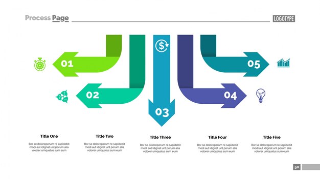 Plantilla de diagrama de cinco flechas infografía