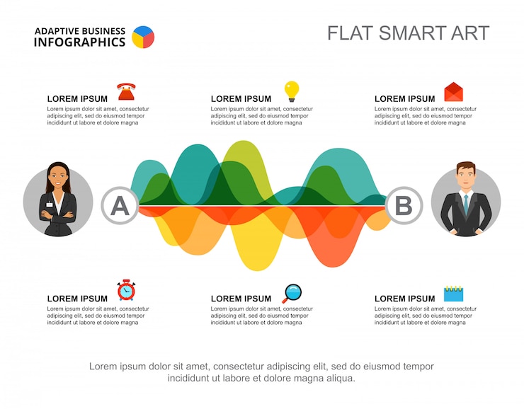 Vector gratuito plantilla de diagrama de proceso de seis problemas para la presentación