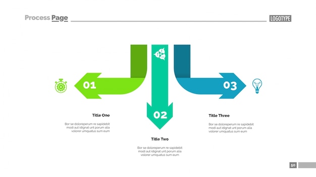 Plantilla de diagrama de tres flechas infografía