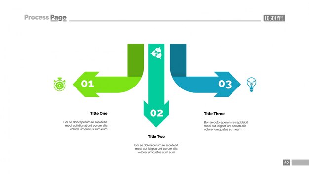 Plantilla de diagrama de tres flechas infografía