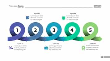 Vector gratuito plantilla de diapositiva de estrategia de cinco puntos