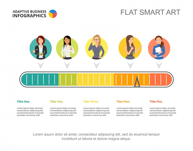 Plantilla de diapositiva de flujo de trabajo colorido. datos comerciales gráfico, tabla