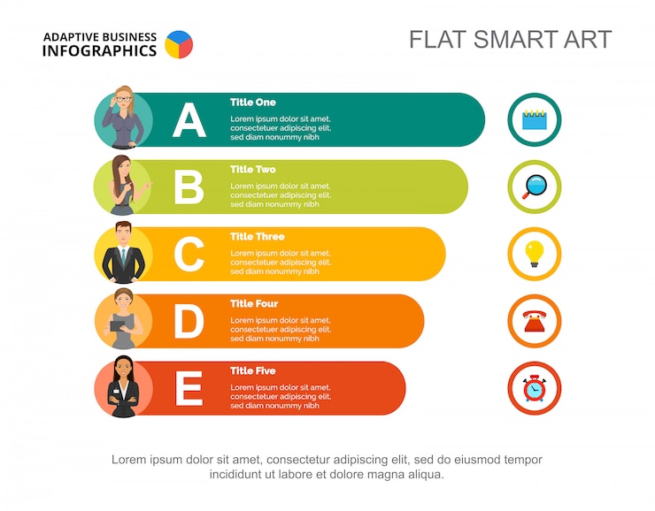 Vector gratuito plantilla de diapositiva del personal de la empresa. datos comerciales gráfico, tabla