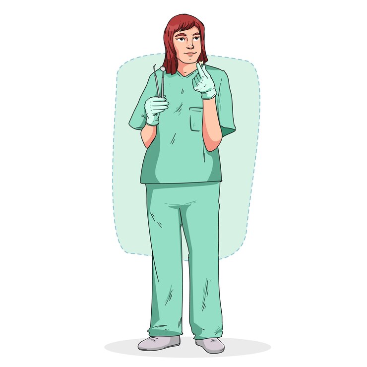 Vector gratuito plantilla de dibujos animados de dentista dibujado a mano