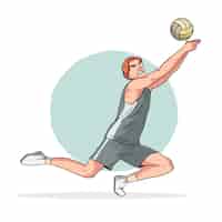 Vector gratuito plantilla de dibujos animados de voleibol dibujado a mano