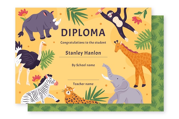 Plantilla de diploma para concepto de niños