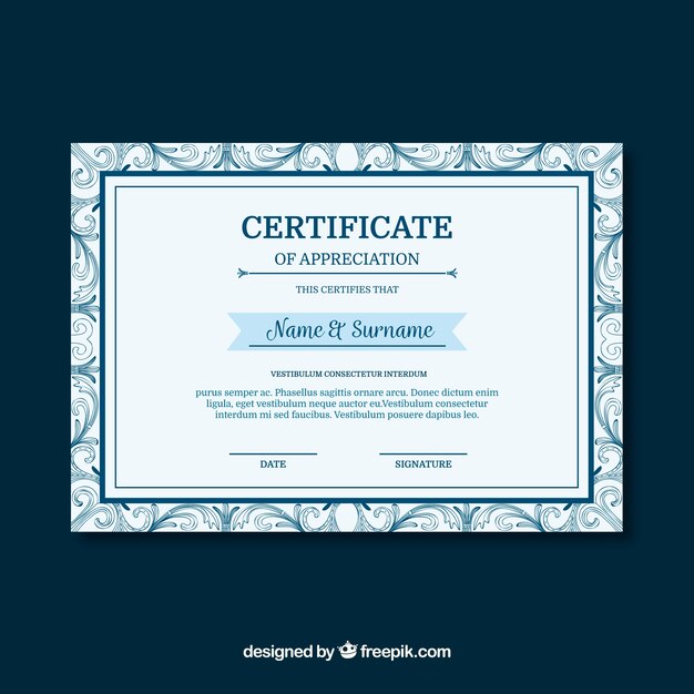 Plantilla de diploma con estilo vintage