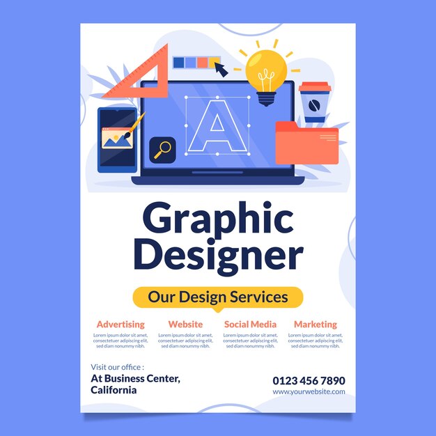 Plantilla de diseñador gráfico de diseño plano