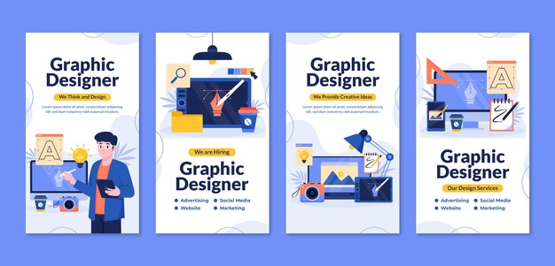 Plantilla de diseñador gráfico de diseño plano