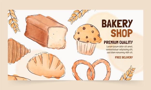 Vector gratuito plantilla de diseño de anuncio de facebook de panadería