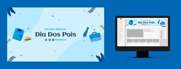 Plantilla de diseño de arte de canal de youtube dia dos pais