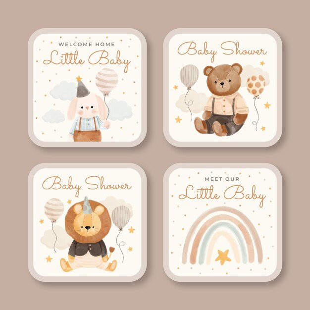 Plantilla de diseño de baby shower en acuarela