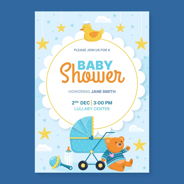 Vector gratuito plantilla de diseño de baby shower dibujada a mano