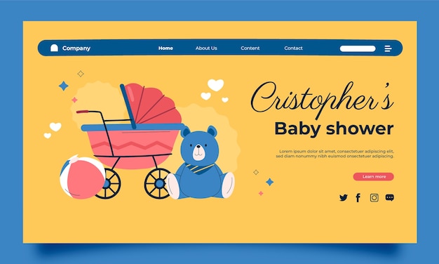 Plantilla de diseño de baby shower dibujada a mano