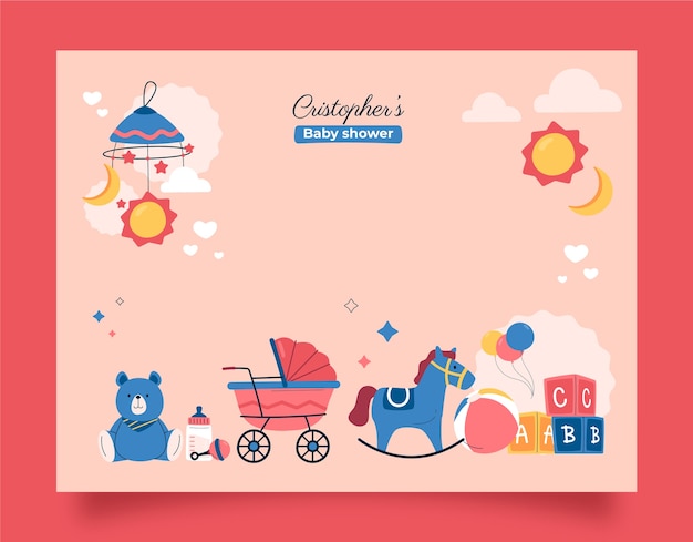 Plantilla de diseño de baby shower dibujada a mano