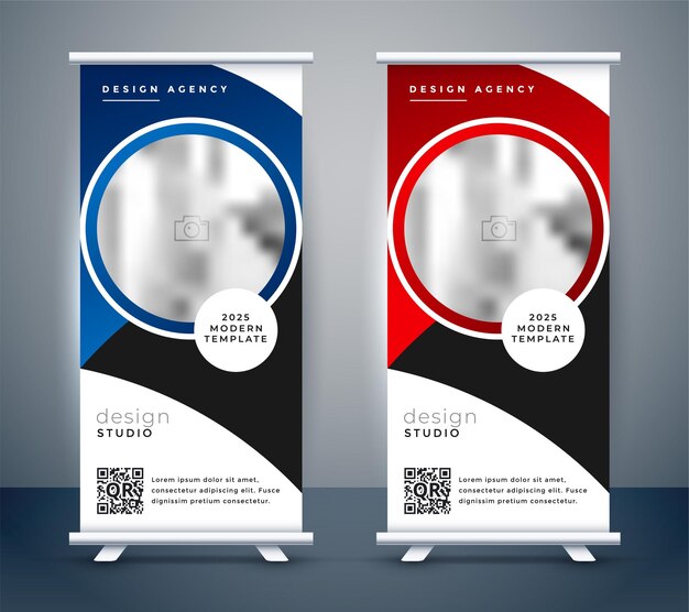 Plantilla de diseño de banner enrollable de negocios vertical