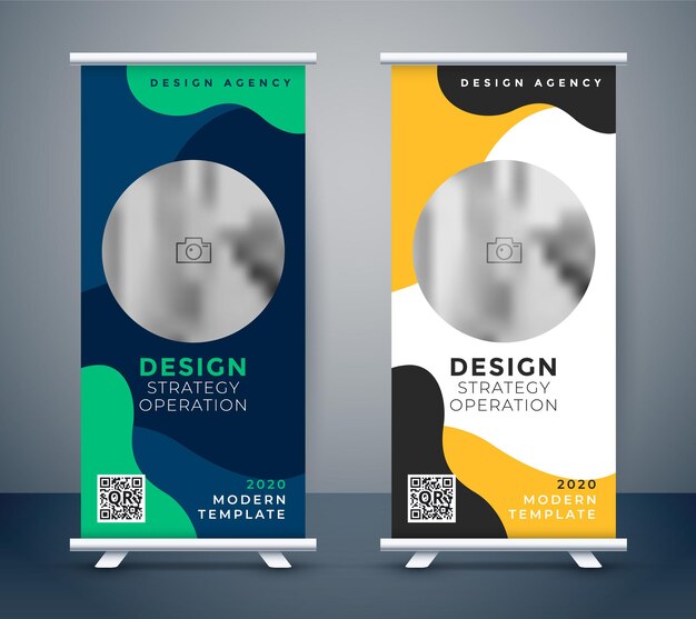 Plantilla de diseño de banner de negocios enrollable creativo
