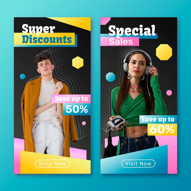 Plantilla de diseño de banner de venta de publicidad retro