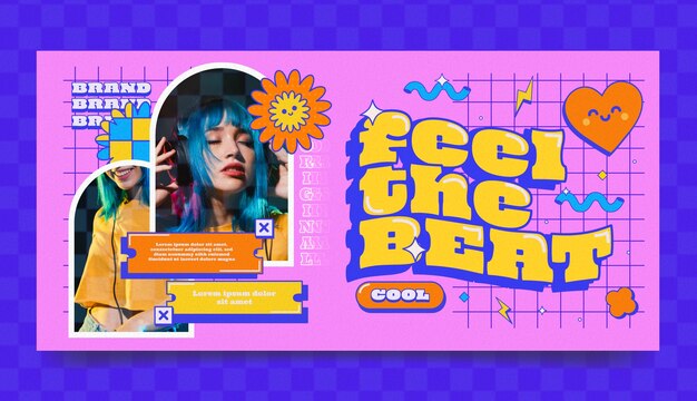 Plantilla de diseño de banner de venta de publicidad retro