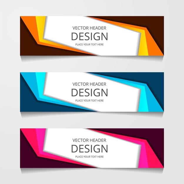 Plantilla de diseño de banner web abstracto vectorial Colección de plantilla de banner web Plantilla de banner de diseño web geométrico abstracto aislado sobre fondo gris Página de inicio de encabezado Diseño web