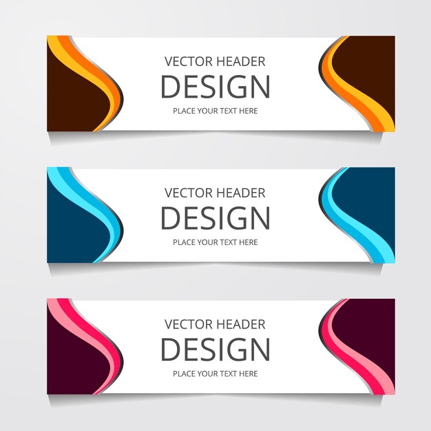 Plantilla de diseño de banner web abstracto vectorial Colección de plantilla de banner web Plantilla de banner de diseño web geométrico abstracto aislado sobre fondo gris Página de inicio de encabezado Diseño web