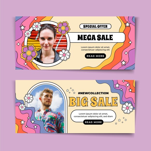 Plantilla de diseño de banners dibujados a mano