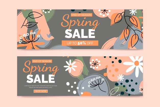 Plantilla de diseño de banners florales