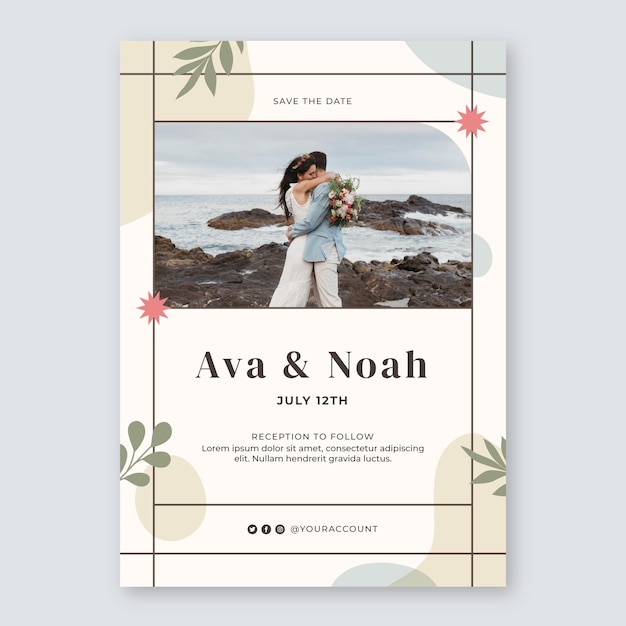 plantilla de diseño de boda plana