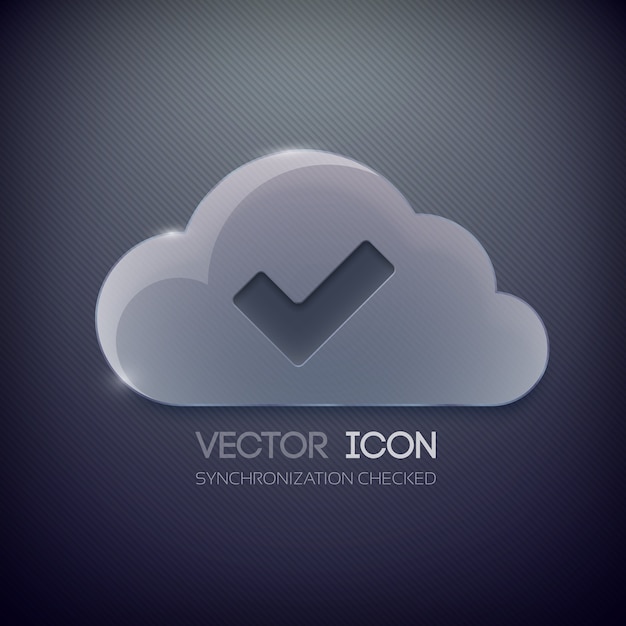 Vector gratuito plantilla de diseño de botón web con nube de cristal y marca de verificación