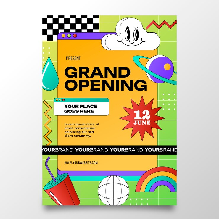 plantilla de diseño de cartel de cuadrícula de gradiente