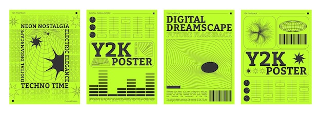 Vector gratuito plantilla de diseño de cartel en el estilo trendy y2k