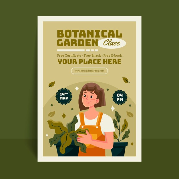 Plantilla de diseño de cartel de jardín botánico