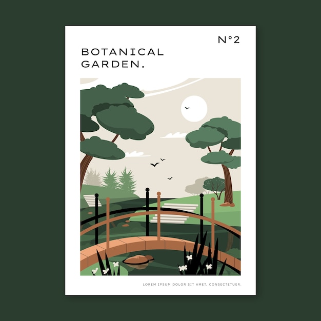 Plantilla de diseño de cartel de jardín botánico